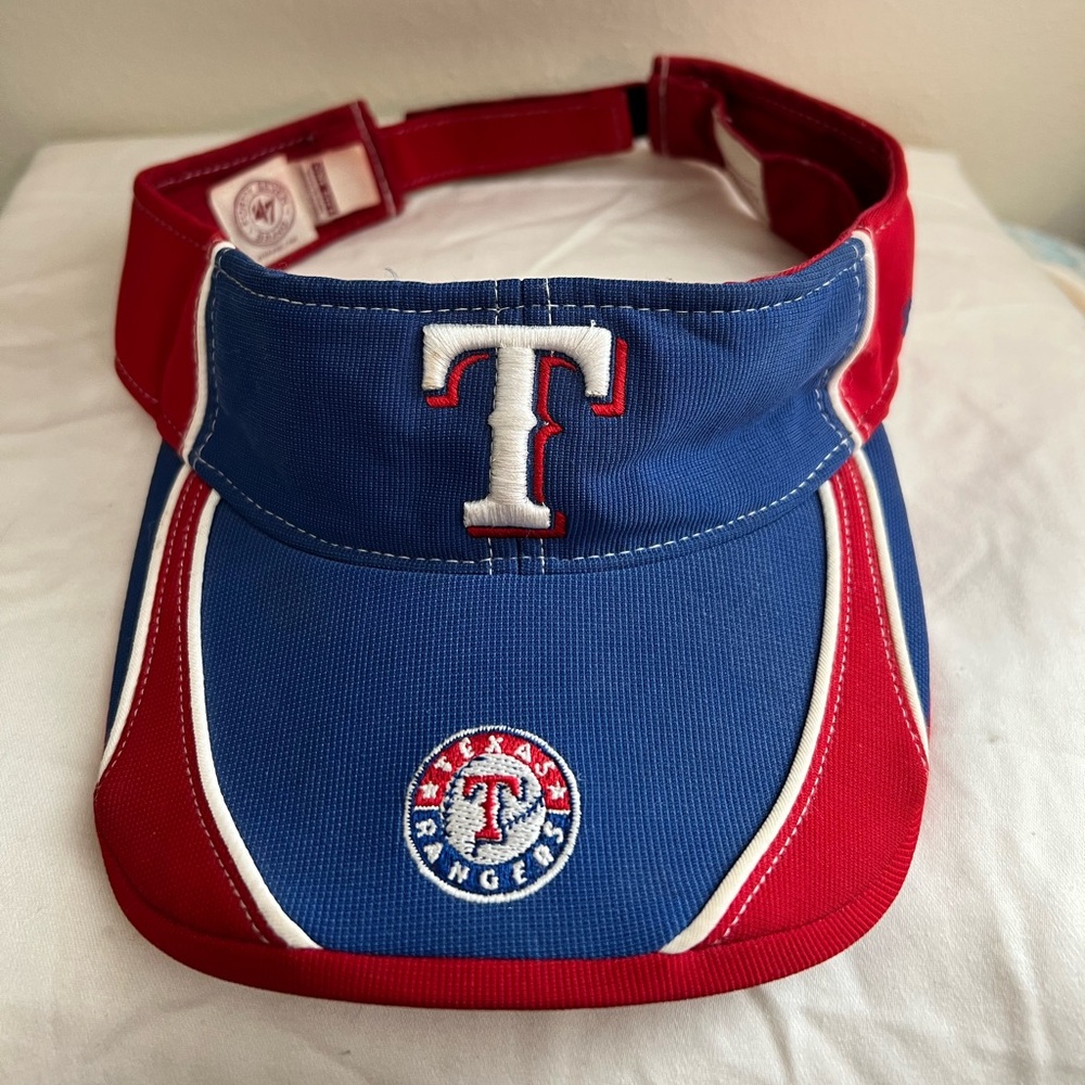 Texas Rangers Red and Blue Sports Visor Hat by 47 Brand